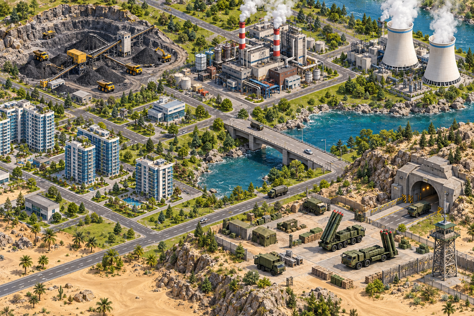 Original city-building illustration, not a gameplay screenshot